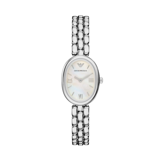 Ladies' Emporio Armani Sinfonia Stainless Steel Watch with Mother-of-Pearl Dial (Model: Ar11776)