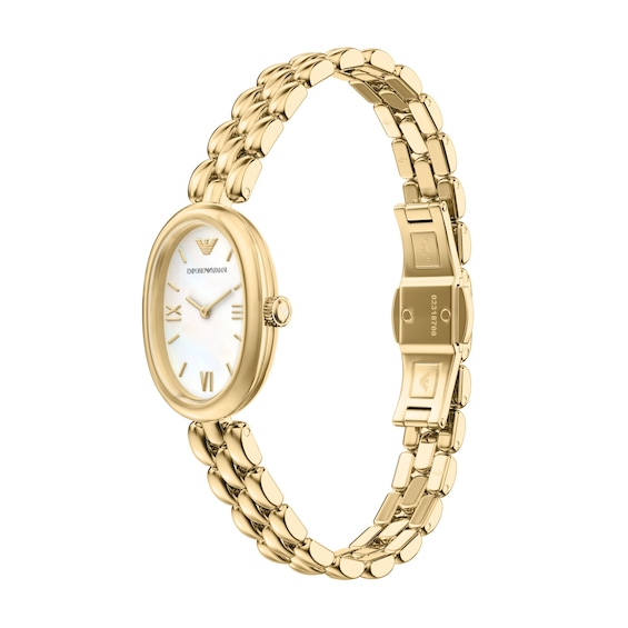Ladies' Emporio Armani Sinfonia Gold-Tone IP Stainless Steel Watch with Mother-of-Pearl Dial (Model: Ar11777)