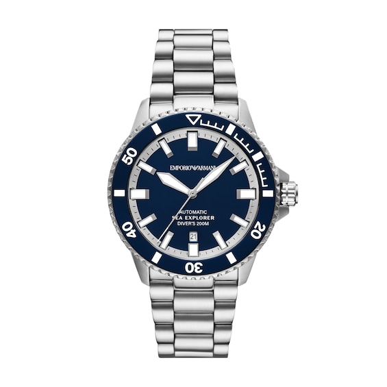 Men's Emporio Armani Sea Explorer Stainless Steel Watch with Blue Dial (Model: Ar60087)