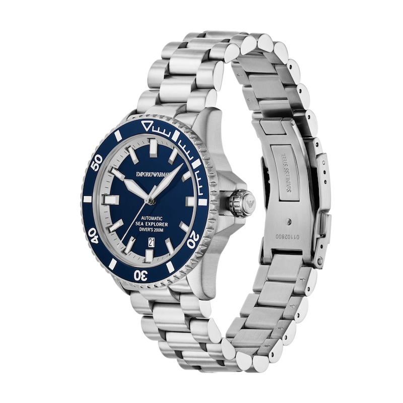 Main Image 4 of Men's Emporio Armani Sea Explorer Stainless Steel Watch with Blue Dial (Model: AR60087)