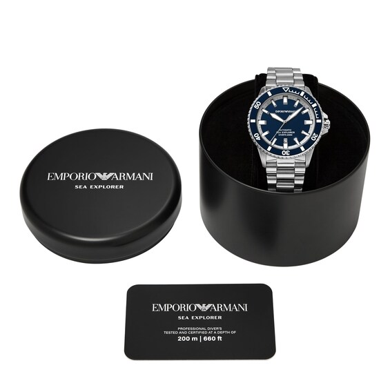 Men's Emporio Armani Sea Explorer Stainless Steel Watch with Blue Dial (Model: Ar60087)