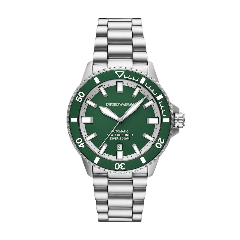 Main Image 1 of Men's Emporio Armani Sea Explorer Stainless Steel Watch with Green Dial (Model: AR60088)