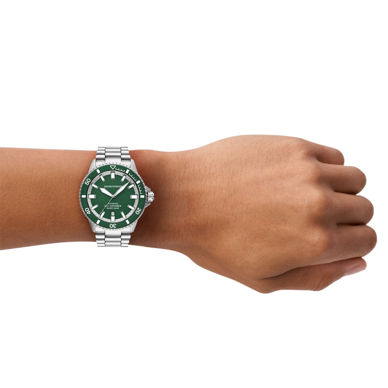 Main Image 2 of Men's Emporio Armani Sea Explorer Stainless Steel Watch with Green Dial (Model: AR60088)
