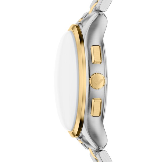 Men's Emporio Armani Two-Tone IP Stainless Steel Chronograph Watch Set with Brown Dial (Model: Ar80084Set)