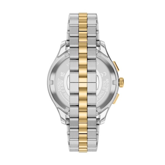 Men's Emporio Armani Two-Tone IP Stainless Steel Chronograph Watch Set with Brown Dial (Model: Ar80084Set)