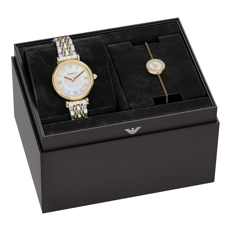 Main Image 6 of Ladies' Emporio Armani Two-Tone IP Stainless Steel Watch Set with Mother-of-Pearl Dial (Model: AR80086SET)