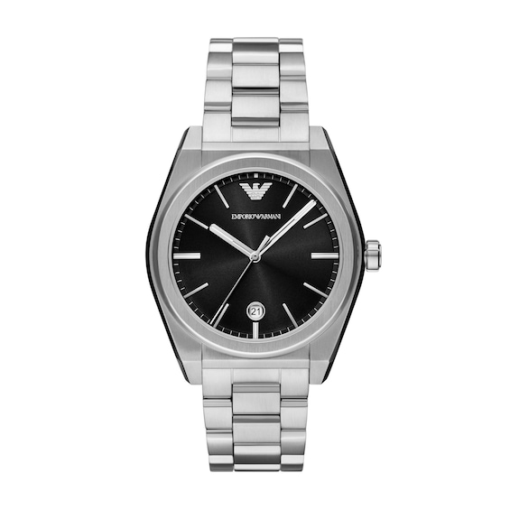 Men's Emporio Armani Stainless Steel Watch with Black Dial (Model: Ar11622)