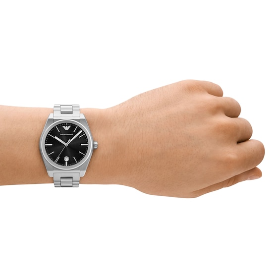 Men's Emporio Armani Stainless Steel Watch with Black Dial (Model: Ar11622)