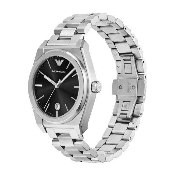 Men's Emporio Armani Stainless Steel Watch with Black Dial (Model: Ar11622)