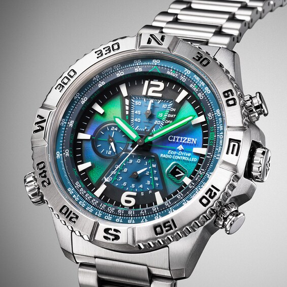 Men's Citizen Limited Edition Promaster Navihawk A-T Chronograph Stainless Steel Watch (Model: At8220-55W)