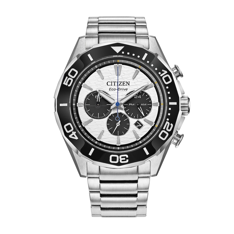 Main Image 1 of Men's Citizen Endeavor Chronograph Eco-Drive® Stainless Steel Watch with White Dial (Model: CA4730-59A)