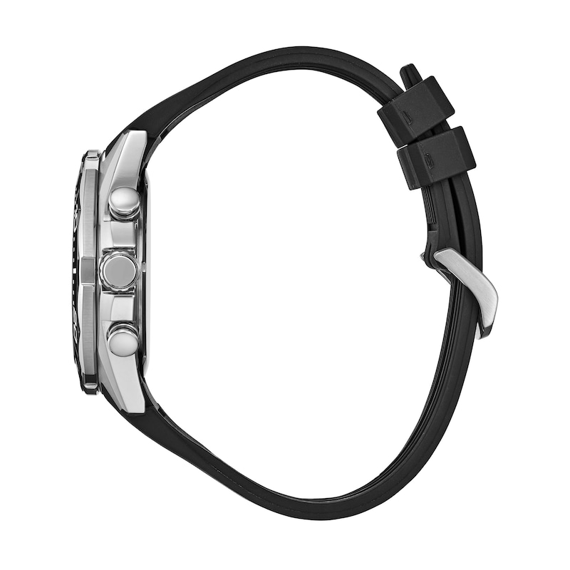 Main Image 2 of Men's Citizen Endeavor Chronograph Eco-Drive® Stainless Steel Watch with Black Dial and Black Strap (Model: CA4730-08E)