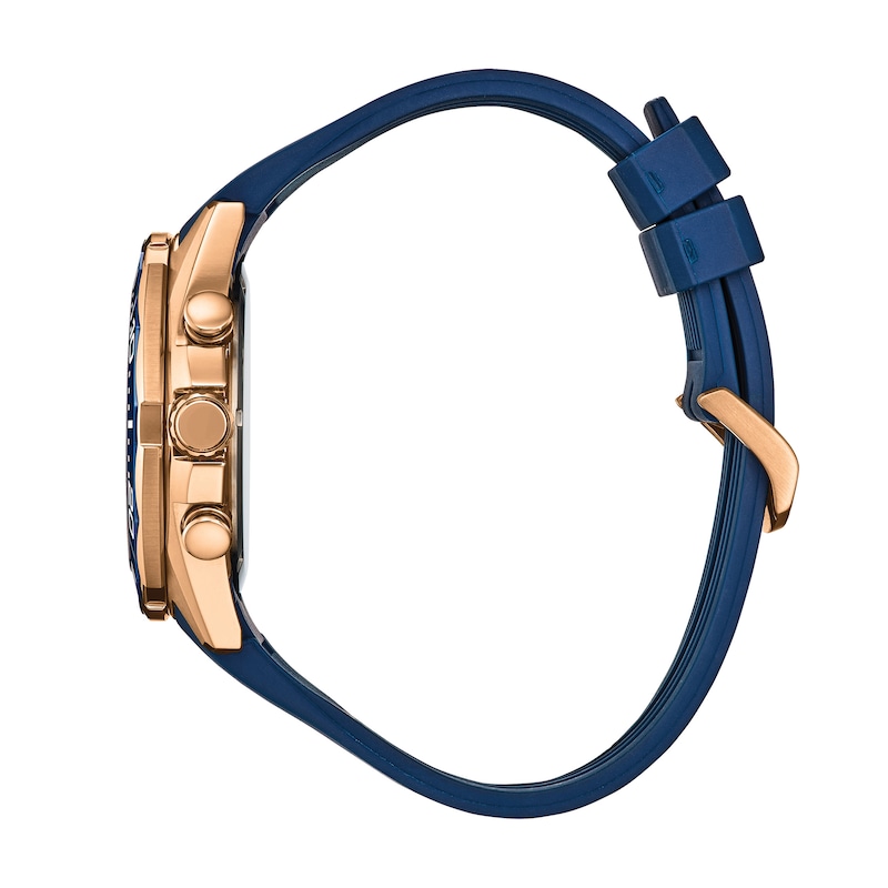 Main Image 2 of Men's Citizen Endeavor Chronograph Eco-Drive® Rose-Tone IP Stainless Steel Watch with Blue Dial (Model: CA4733-00L)