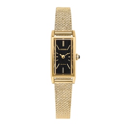 Ladies' Citizen Fio Eco-Drive® Gold-Tone IP Watch with Black Dial (Model: EG7128-59E)
