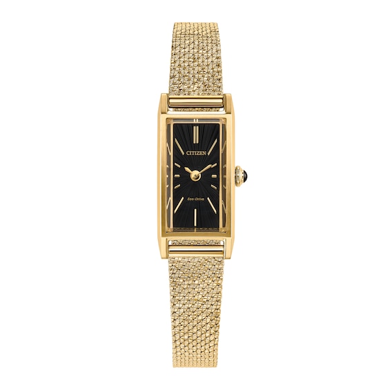Ladies' Citizen Fio Eco-Drive® Gold-Tone IP Watch with Black Dial (Model: Eg7128-59E)