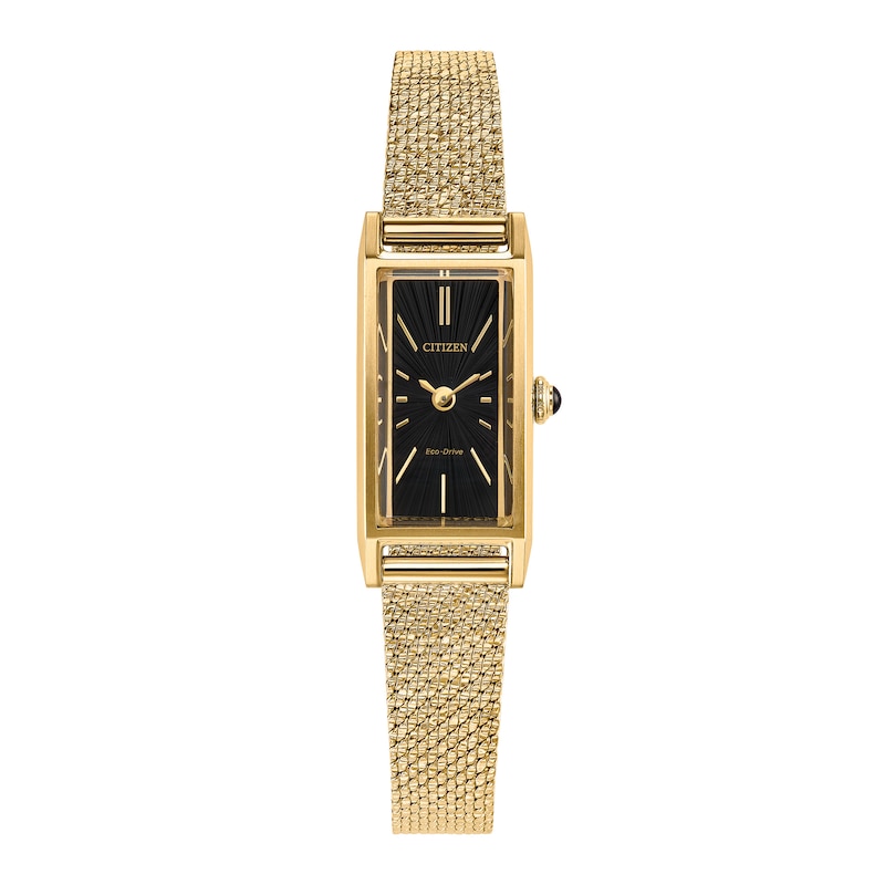 Main Image 1 of Ladies' Citizen Fio Eco-Drive® Gold-Tone IP Watch with Black Dial (Model: EG7128-59E)