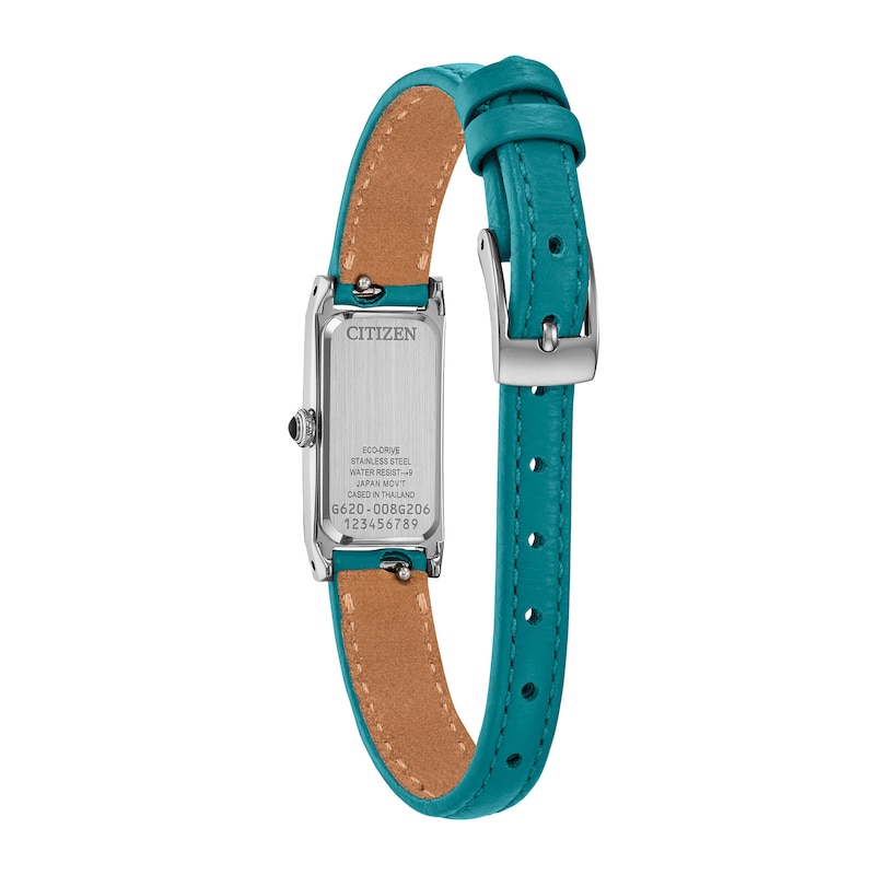 Main Image 3 of Ladies' Citizen Fio Eco-Drive® Stainless Steel Watch with Aquamarine Leather Strap (Model: EG7120-00A)