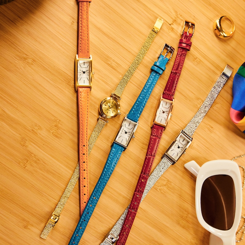 Main Image 4 of Ladies' Citizen Fio Eco-Drive® Stainless Steel Watch with Aquamarine Leather Strap (Model: EG7120-00A)