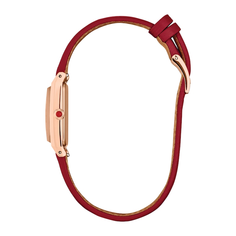 Main Image 2 of Ladies' Citizen Fio Eco-Drive® Rose-Tone IP Stainless Steel Watch with Red Leather Strap (Model: EG7123-01A)