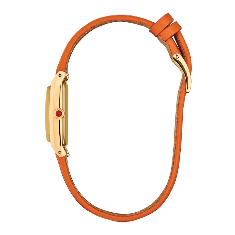 Main Image 2 of Ladies' Citizen Fio Eco-Drive® Gold-Tone IP Stainless Steel Watch with Orange Leather Strap (Model: EG7122-04A)