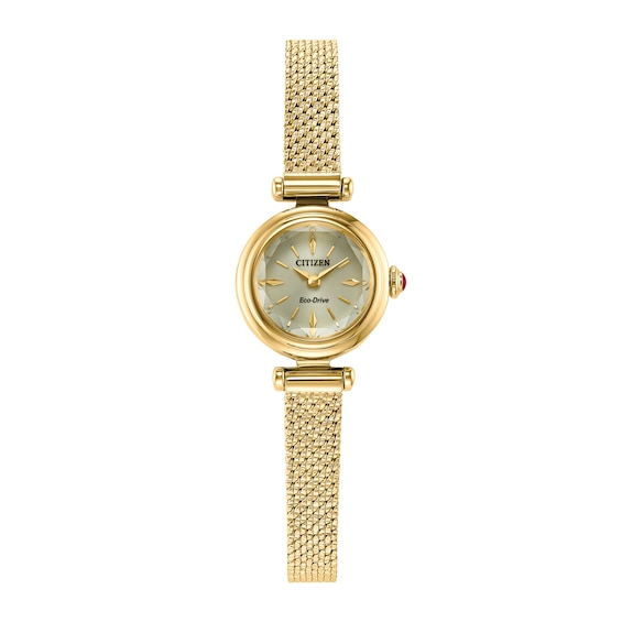 Ladies' Citizen Fio Eco-Drive® Gold-Tone IP Stainless Steel Watch with Gold Dial (Model: Eg7086-57P)