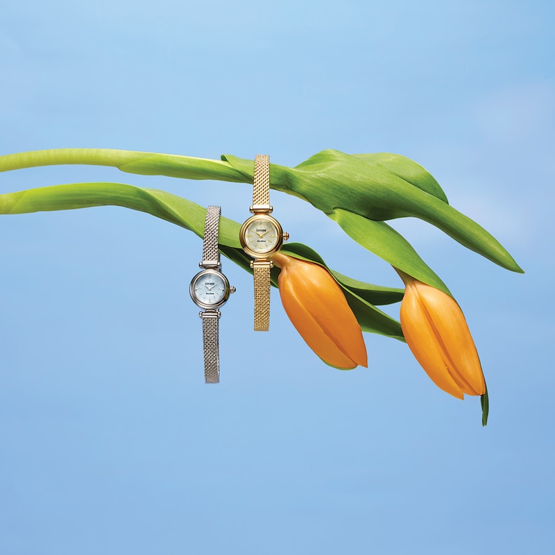 Main Image 6 of Ladies' Citizen Fio Eco-Drive® Gold-Tone IP Stainless Steel Watch with Gold Dial (Model: EG7086-57P)