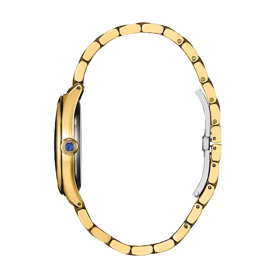 Ladies' Citizen L Classic Eco-Drive® Gold-Tone IP Stainless Steel Watch with Blue Dial (Model: Em1142-84L)