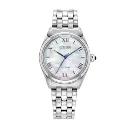 Ladies' Citizen L Classic Eco-Drive® Stainless Steel Watch with Mother-of-Pearl Dial (Model: EM1140-80D)