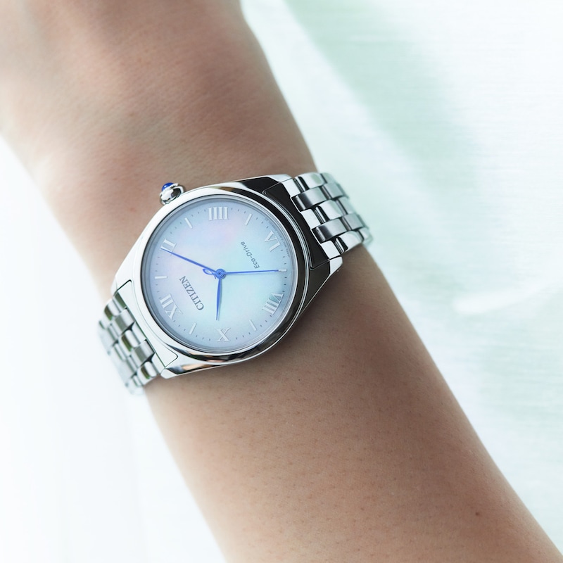 Main Image 4 of Ladies' Citizen L Classic Eco-Drive® Stainless Steel Watch with Mother-of-Pearl Dial (Model: EM1140-80D)