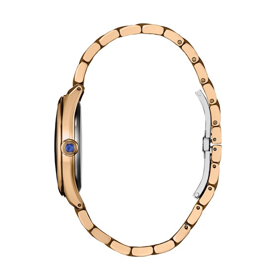 Ladies' Citizen L Classic Eco-Drive® Rose-Tone IP Stainless Steel Watch with Brown Dial (Model: Em1143-81Z)