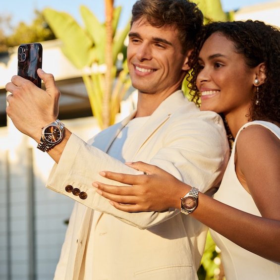 Ladies' Citizen L Classic Eco-Drive® Rose-Tone IP Stainless Steel Watch with Brown Dial (Model: Em1143-81Z)