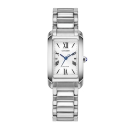 Ladies' Citizen L Biana Eco-Drive® Stainless Steel Watch with White Dial (Model: EW5620-55A)