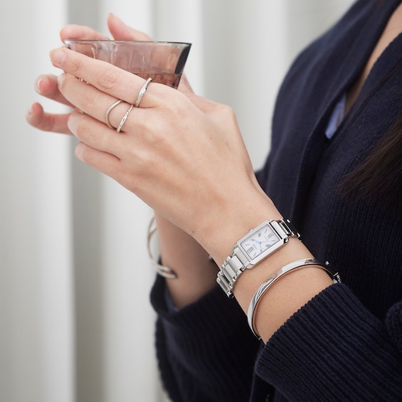 Ladies' Citizen L Biana Eco-Drive® Stainless Steel Watch with White Dial (Model: Ew5620-55A)