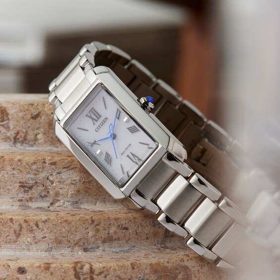 Ladies' Citizen L Biana Eco-Drive® Stainless Steel Watch with White Dial (Model: Ew5620-55A)