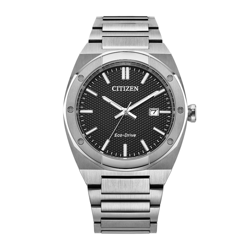 Main Image 1 of Men's Citizen Sport Luxury Eco-Drive® Stainless Steel Watch with Black Dial (Model: BM7660-54E)