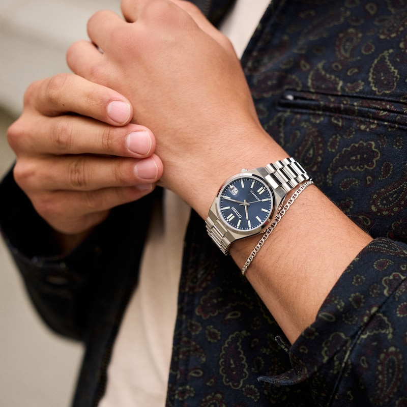 Main Image 4 of Unisex Citizen Sport Luxury Eco-Drive® Stainless Steel Watch with Navy Blue Dial (Model: NJ0200-50M)