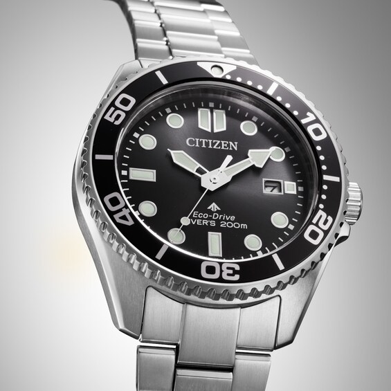 Men's Citizen Promaster Eco-Drive® Stainless Steel Watch with Black Dial (Model: Bn0261-51E)