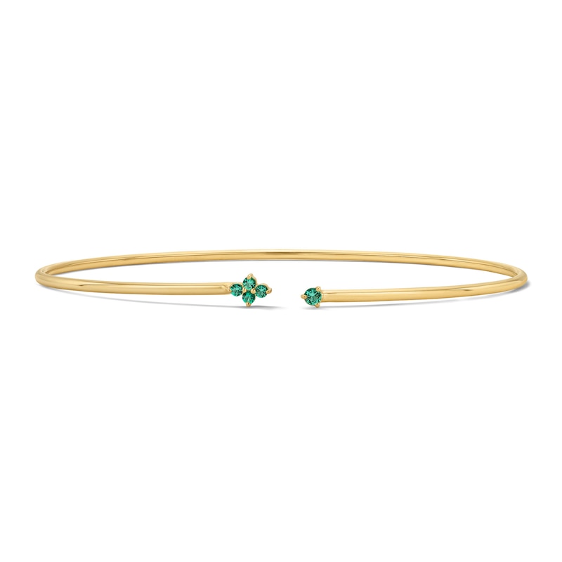 Main Image 1 of Emerald Cuff Bangle Bracelet in 10K Gold - 7.0"