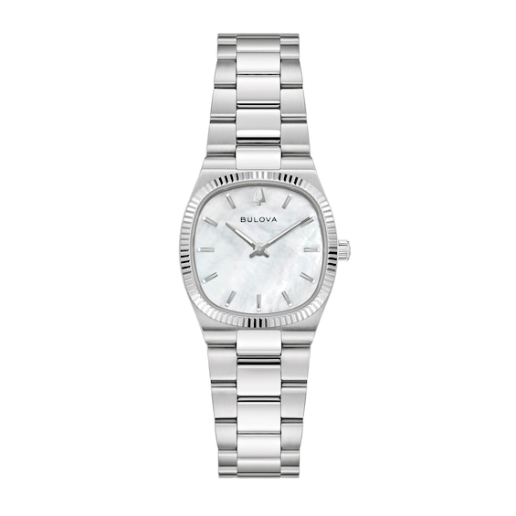 Ladies' Bulova Super Seville Mini Stainless Steel Watch with Mother-of-Pearl Dial (Model: 96L353)