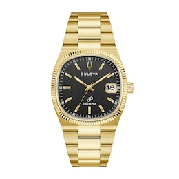 Men's Bulova Super Seville Precisionist Gold-Tone IP Watch with Black Dial (Model: 97B246)