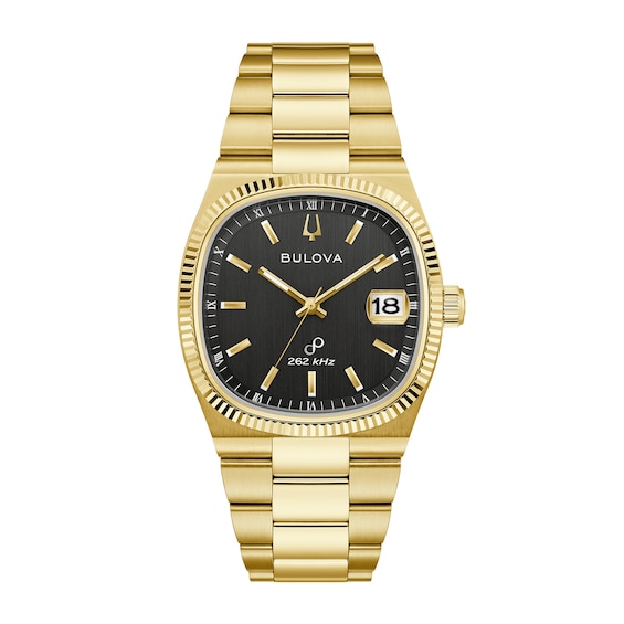 Men's Bulova Super Seville Precisionist Gold-Tone IP Watch with Black Dial (Model: 97B246)