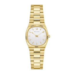 Ladies' Bulova Super Seville Mini Gold-Tone IP Stainless Steel Watch with Silver Dial (Model: 97L189)