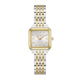 Ladies' Bulova Sutton Two-Tone IP Stainless Steel Watch with Silver Dial (Model: 98L330)