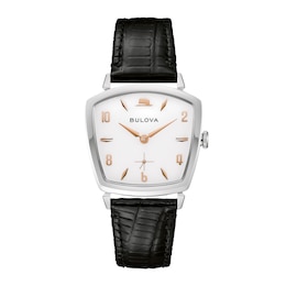 Men's Frank Sinatra Stainless Steel Watch with White Dial and Black Leather Strap (Model: 96A337)