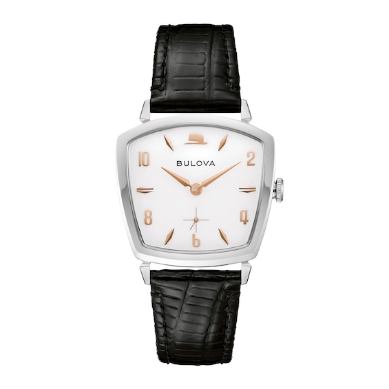 Men's Frank Sinatra Stainless Steel Watch with White Dial and Black Leather Strap (Model: 96A337)