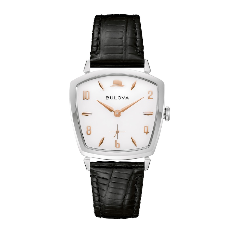 Main Image 1 of Men's Frank Sinatra Stainless Steel Watch with White Dial and Black Leather Strap (Model: 96A337)
