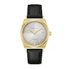 Thumbnail Image 1 of Men's Bulova Frank Sinatra Gold-Tone IP Stainless Steel Watch with Beige Dial and Black Leather Strap (Model: 97B243)