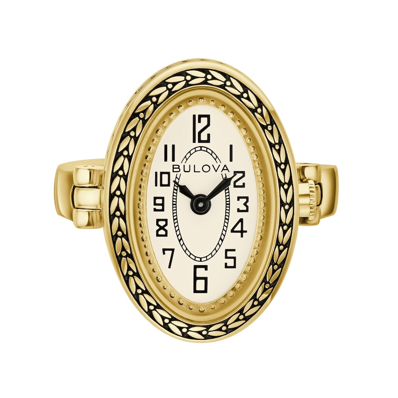 Main Image 1 of Ladies' Bulova Archive Gold-Tone IP Stainless Steel Ring Watch with Ivory Dial (Model: 97L188)