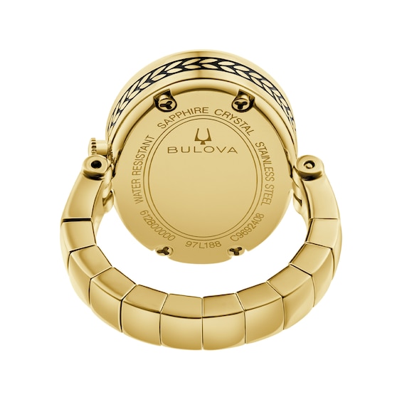 Ladies' Bulova Archive Gold-Tone IP Stainless Steel Ring Watch with Ivory Dial (Model: 97L188)