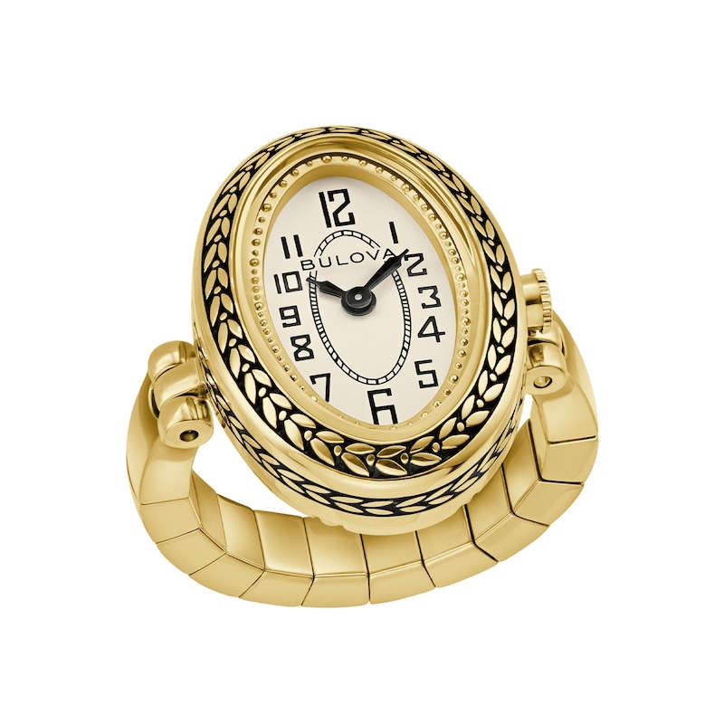 Main Image 4 of Ladies' Bulova Archive Gold-Tone IP Stainless Steel Ring Watch with Ivory Dial (Model: 97L188)